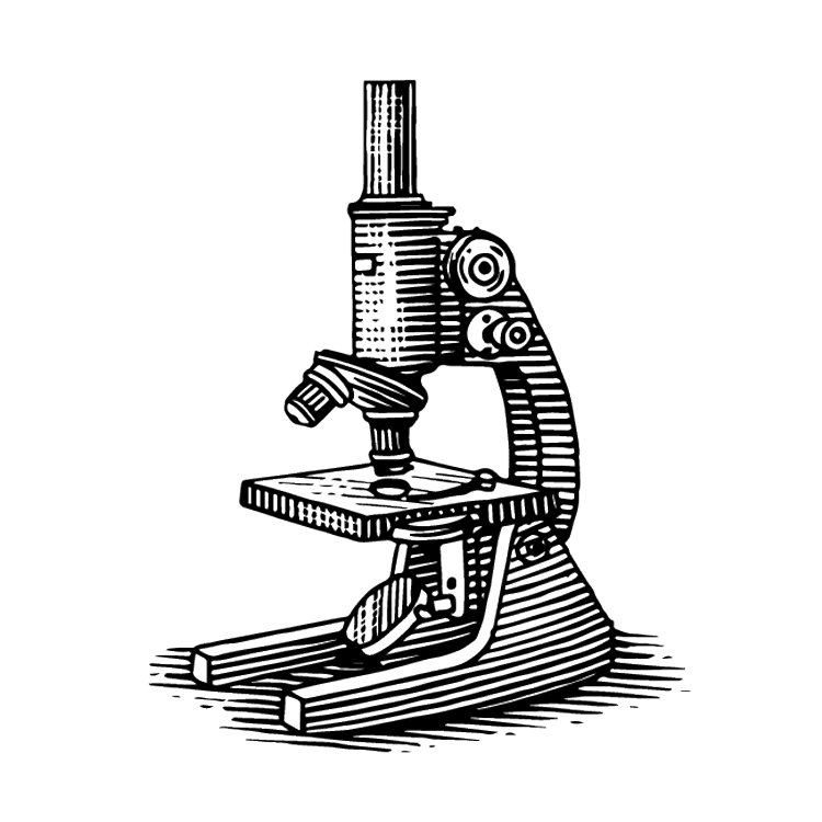 Illustration of a microscope suggesting discovery and innovation.