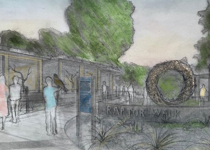 Artist's rendering of raptor enclosures.